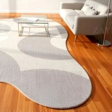 Handcrafted Grey Organic Minimalist Living Room Rug